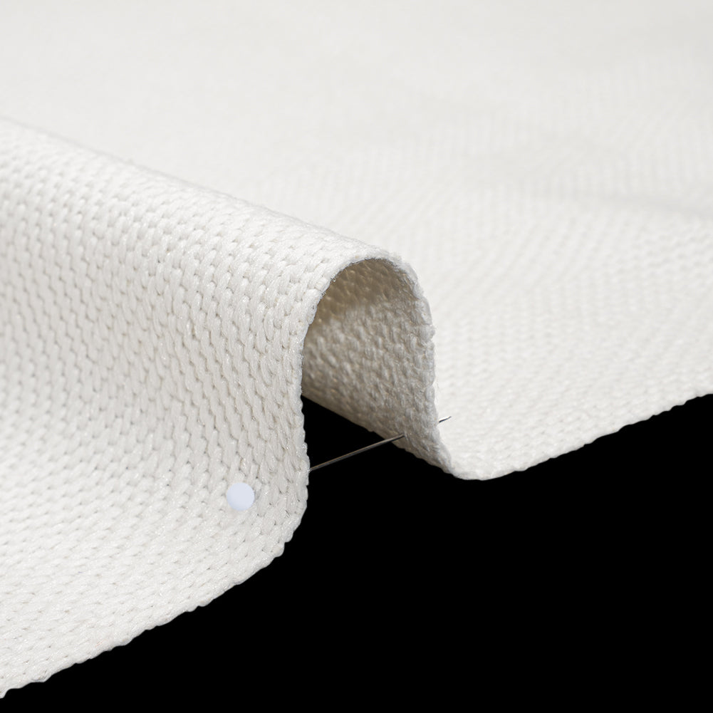 Olefin Upholstery Twill - Ivory Railroaded Herringbone - Detail