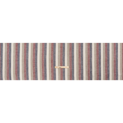 Heavyweight Linen Woven - Beige, Red and Blue Awning Stripes