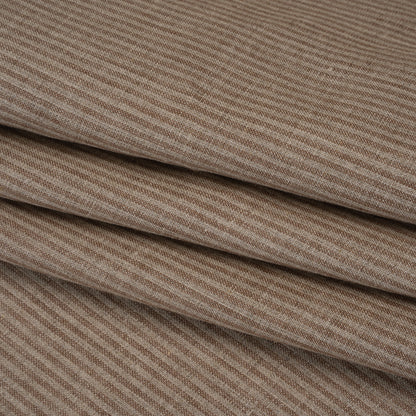 Medium Weight Linen Woven - Tan and Oatmeal Candy Stripes