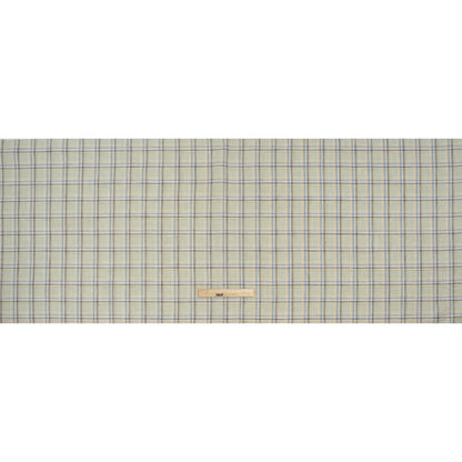 Medium Weight Linen Woven - Light Sage, Yellow and Country Blue Plaid