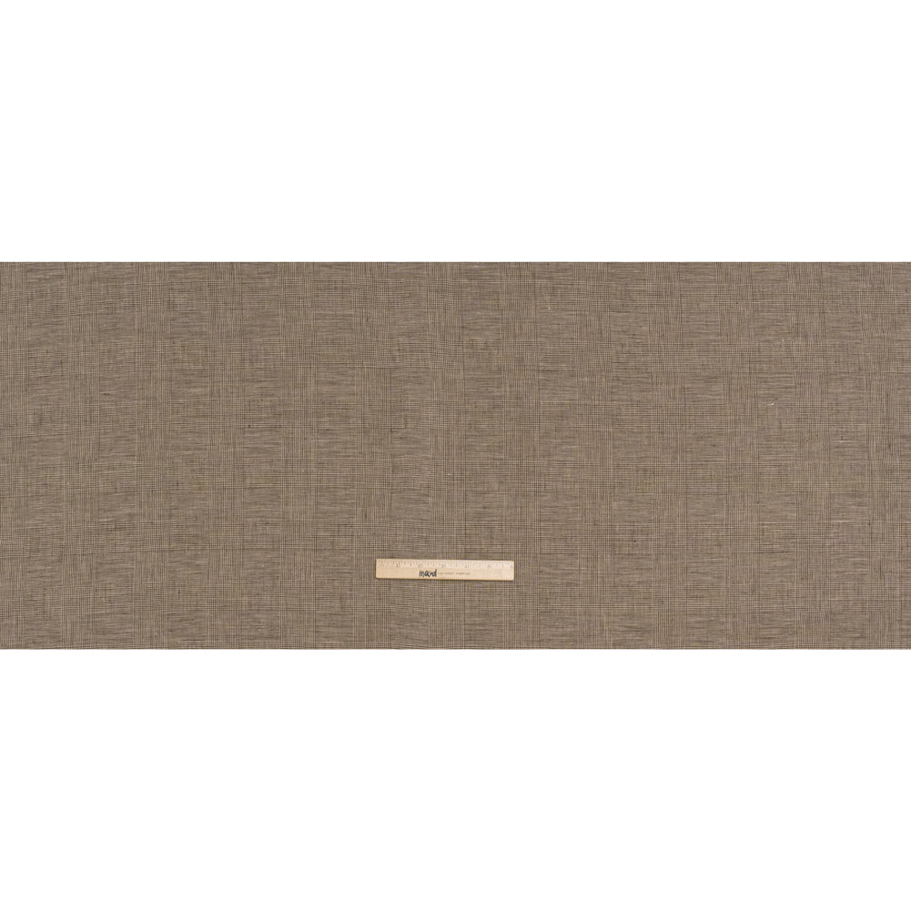 Medium Weight Linen Woven - Brown and White Glen Plaid - Full