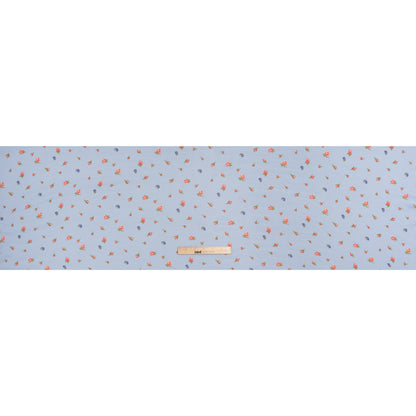 Viscose Georgette Print - Periwinkle Blue, Blush Pink and Royal Purple Berry Floral - Designer Deadstock