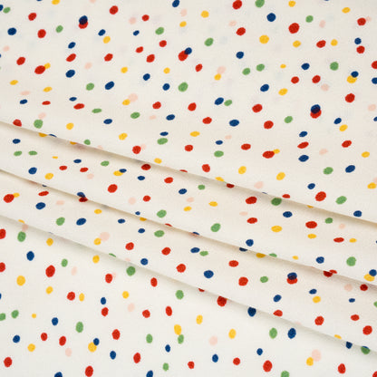 Sustainable Viscose Crepe Print - Rainbow Painterly Confetti Dots - Designer Deadstock