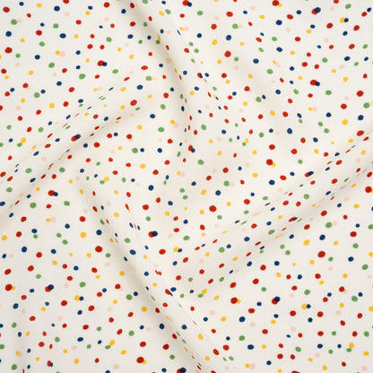 Sustainable Viscose Crepe Print - Rainbow Painterly Confetti Dots - Designer Deadstock