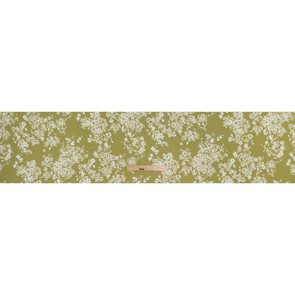 Viscose Georgette Print - Light Pistachio Green and White Floral - Designer Deadstock - Full