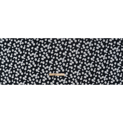 Stretch Econyl Nylon Jersey Print - Sun Gold Yellow, White and Black Daisy Floral - Designer Deadstock