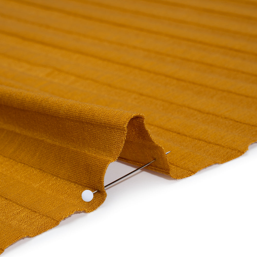 Stretch Tencel Rib Knit - Golden Yellow - Designer Deadstock - Detail