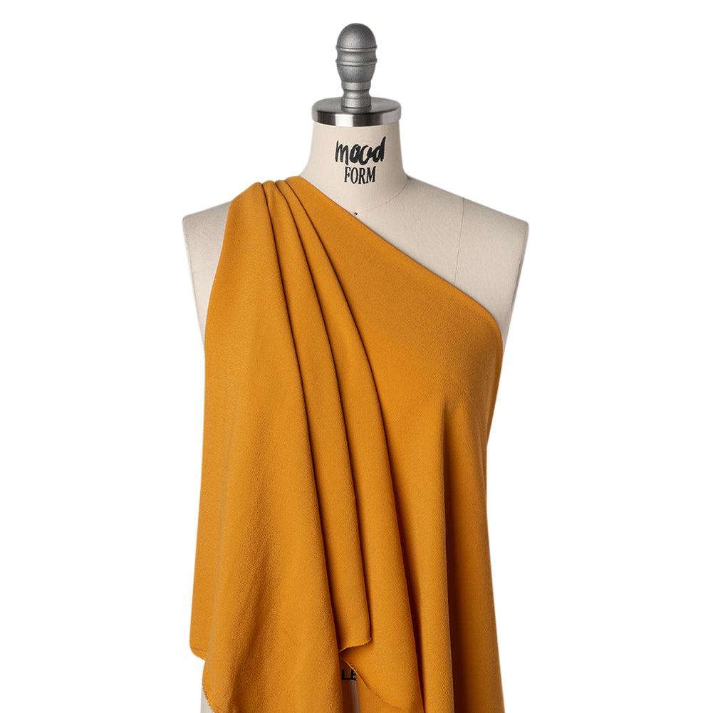 Rayon Blend Ghost Crepe - Golden Mustard Yellow - Designer Deadstock - Drape