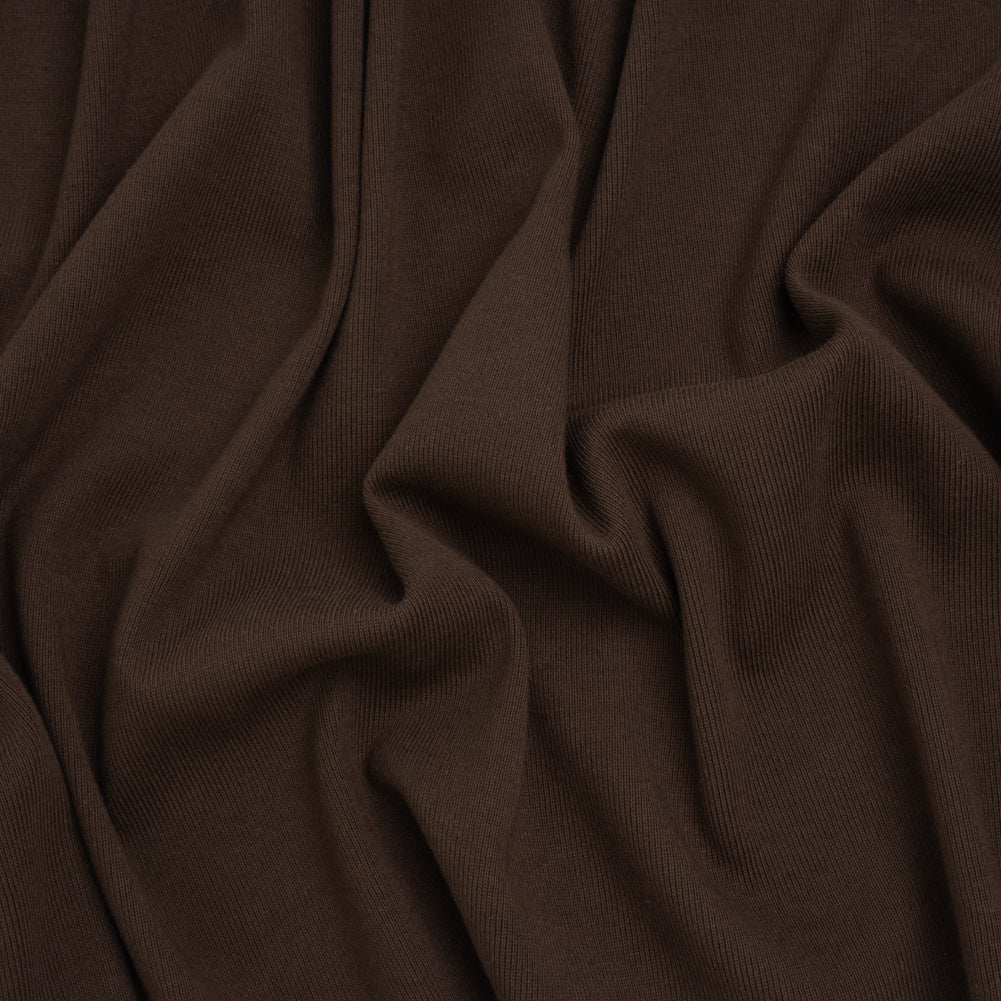Stretch Tencel Rib Knit - Chocolate Brown - Designer Deadstock