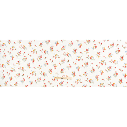 Viscose Georgette Print - Coral Pink, Sunset Yellow and Pacific Blue Floral - Designer Deadstock
