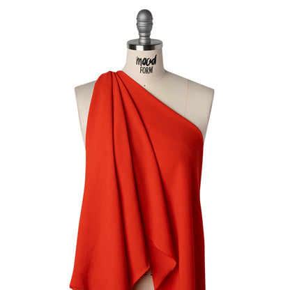 Rayon Blend Ghost Crepe - Vivid Red Orange - Designer Deadstock