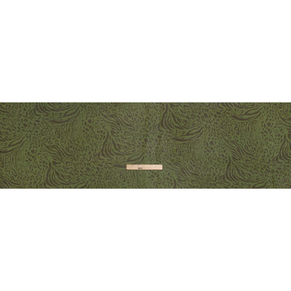 Viscose Georgette Print - Espresso Brown and Jungle Green Abstract Leopard Spots and Zebra Stripes - Designer Deadstock