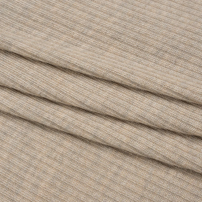 Stretch Tencel Rib Knit - Heathered Wheat Tan - Designer Deadstock
