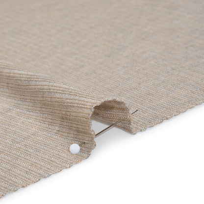 Stretch Tencel Rib Knit - Heathered Wheat Tan - Designer Deadstock