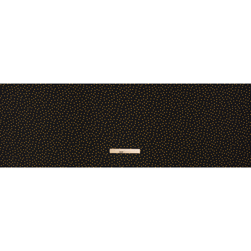 Sustainable Viscose Crepe Print - Soft Pumpkin Orange and Black Polka Dots - Designer Deadstock - Full