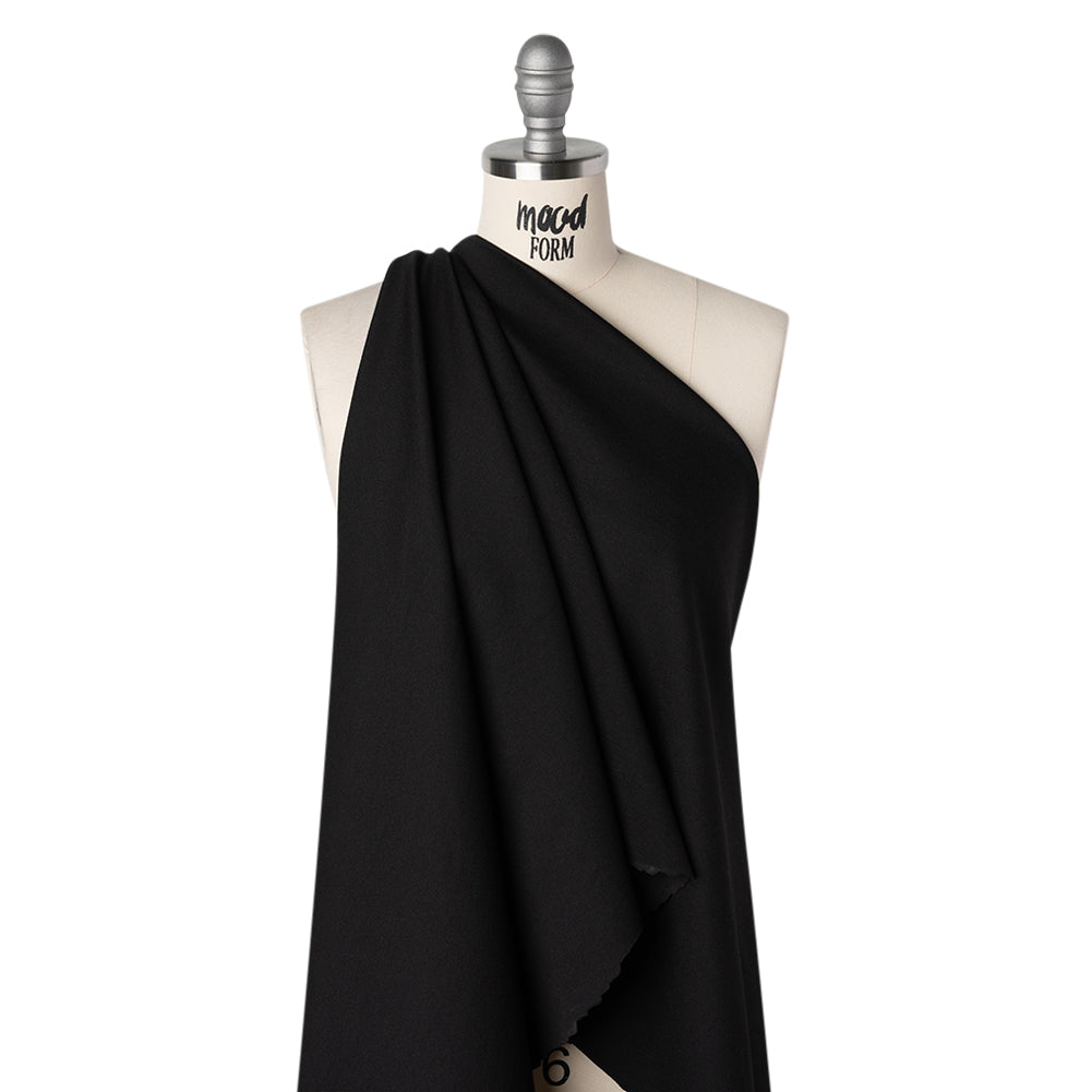 Stretch Rayon Ponte - Black - Designer Deadstock - Drape