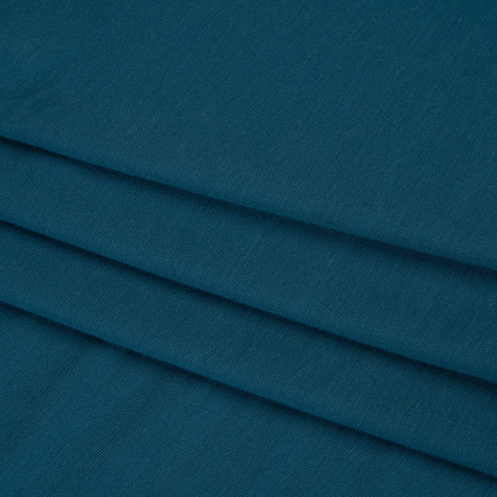 Stretch Tencel Jersey Knit - Deep Ocean Blue - Designer Deadstock - Folded