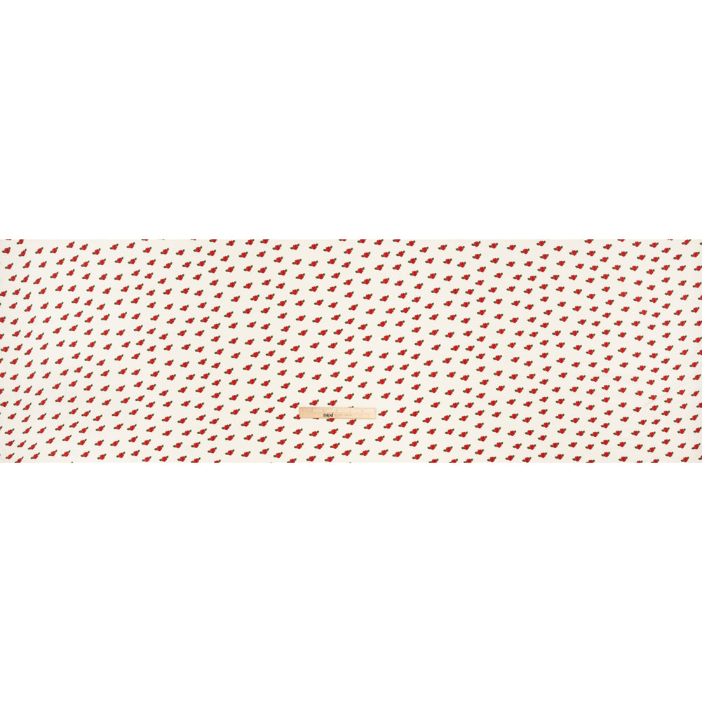 Sustainable Viscose Crepe Print - Ruby Red and Cream Rose Floral - Designer Deadstock - Full