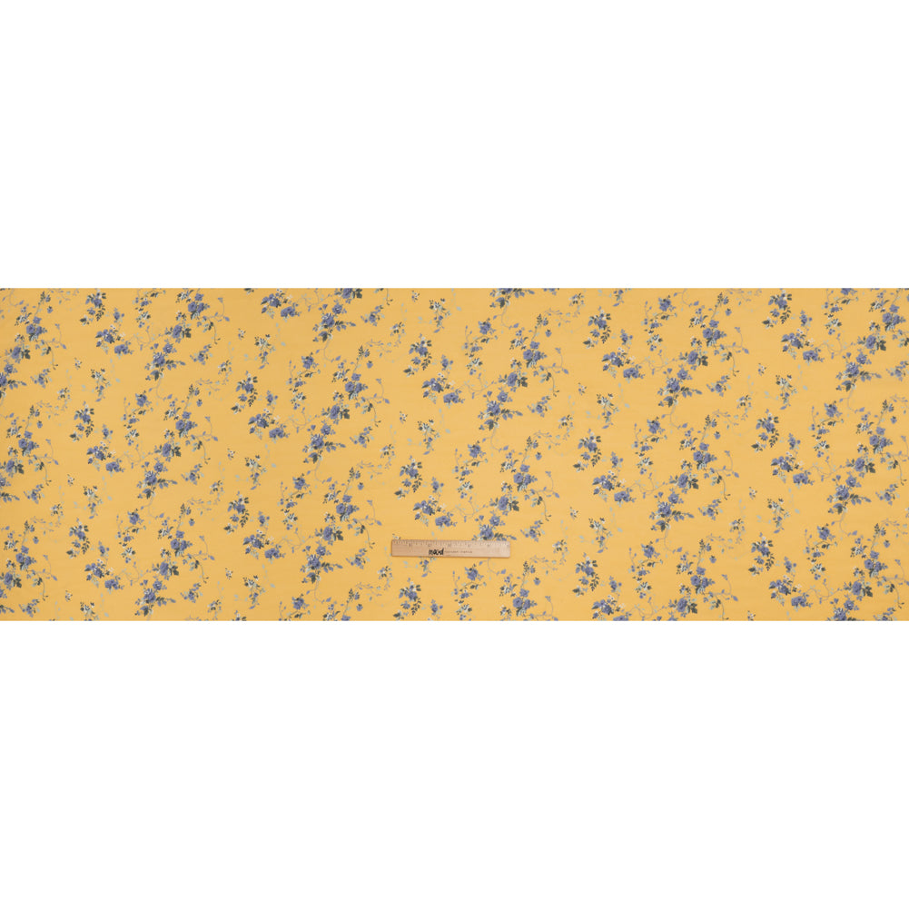 Viscose Georgette Print - Lilac Blue and Sunshine Yellow Floral - Designer Deadstock - Full