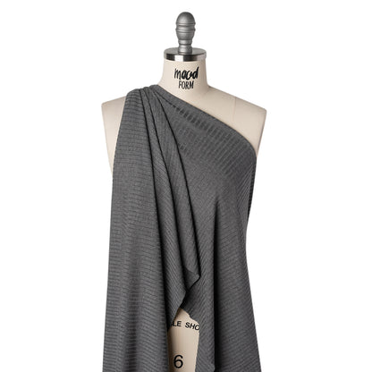 Stretch Tencel Rib Knit - Smokey Gray - Designer Deadstock