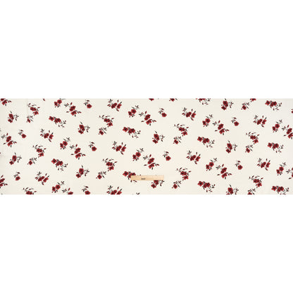 Sustainable Viscose Crepe Print - Scarlet Red and Cream Floral - Designer Deadstock