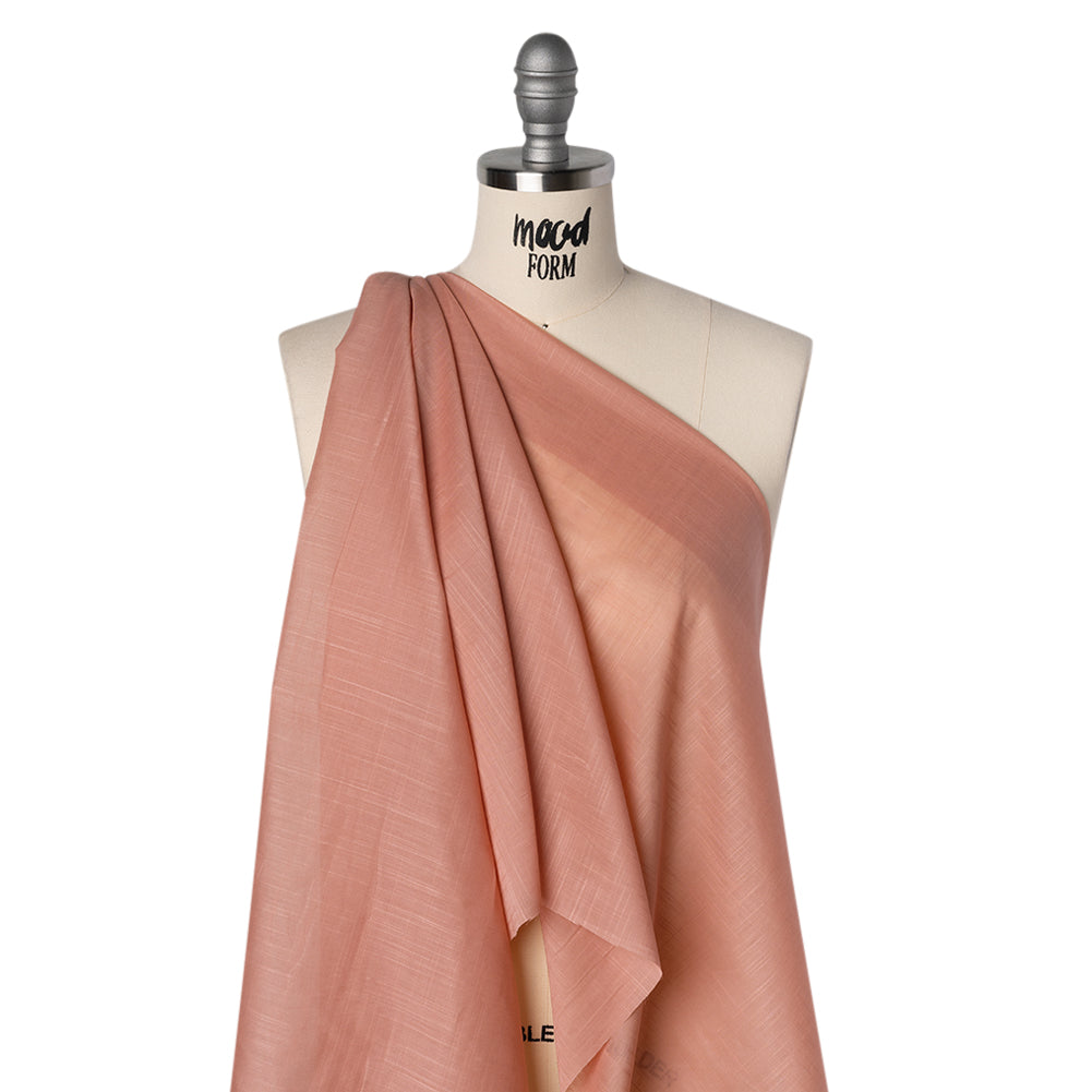 Textured Cotton Voile - Muskmelon Pink - Famous Australian Designer Deadstock - Drape