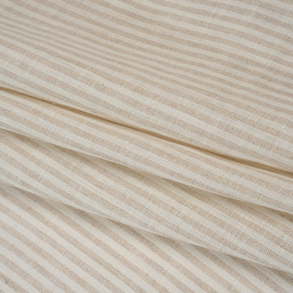 Lightweight Linen Woven - Natural and Beige Candy Stripes - Famous Australian Designer Deadstock