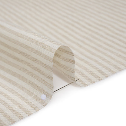 Lightweight Linen Woven - Natural and Beige Candy Stripes - Famous Australian Designer Deadstock