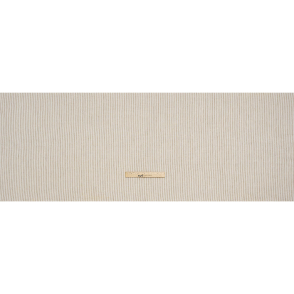 Lightweight Linen Woven - Natural and Beige Candy Stripes - Famous Australian Designer Deadstock - Full
