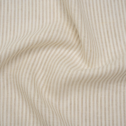 Lightweight Linen Woven - Natural and Beige Candy Stripes - Famous Australian Designer Deadstock
