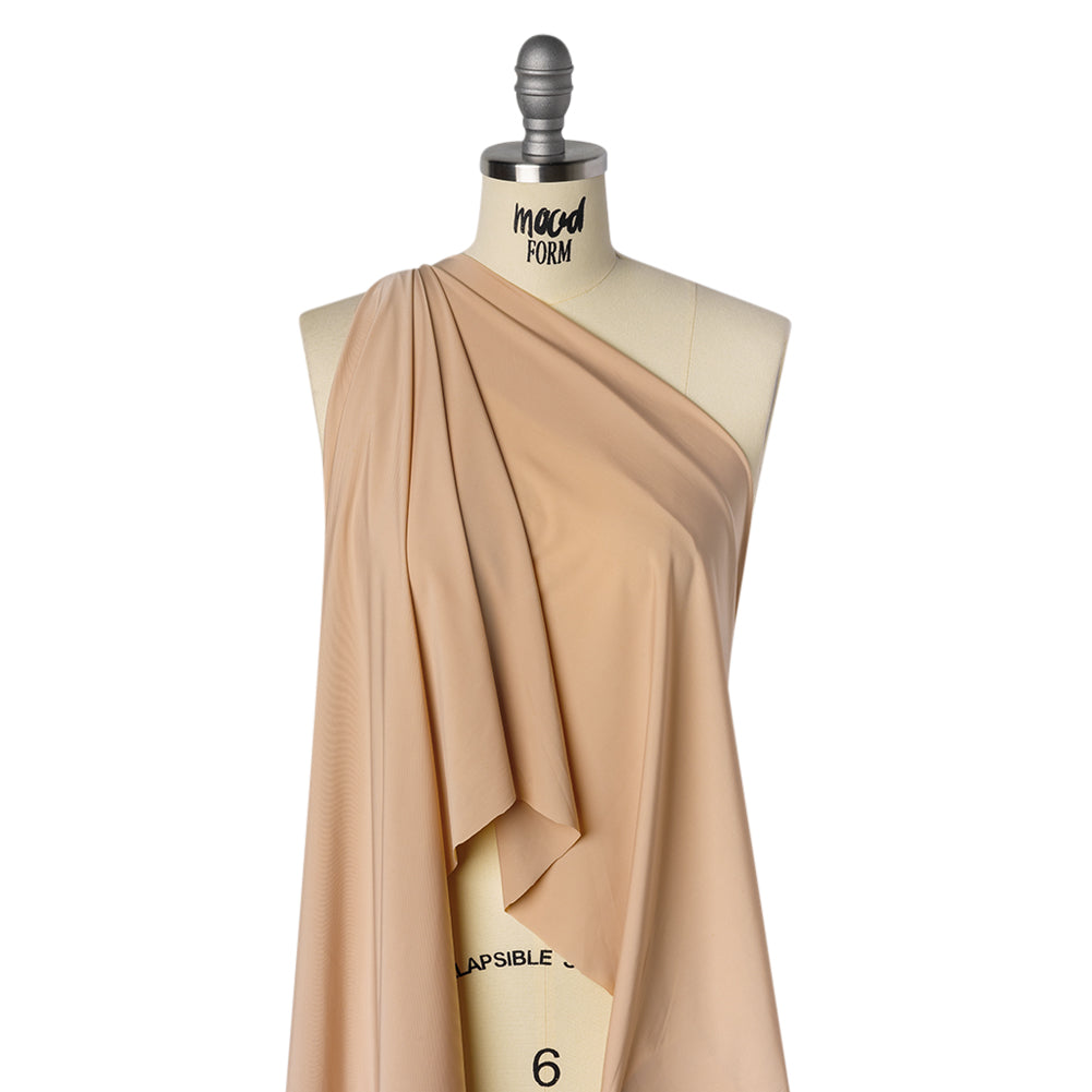 Stretch Polyester Jersey - Buff - Famous Australian Designer Deadstock - Drape