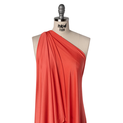 Stretch Polyester Jersey - Coral - Famous Australian Designer Deadstock