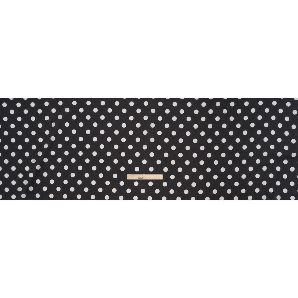 Linen and Cotton Woven Print - Black and Ivory Polka Dots - Famous Australian Designer Deadstock - Full