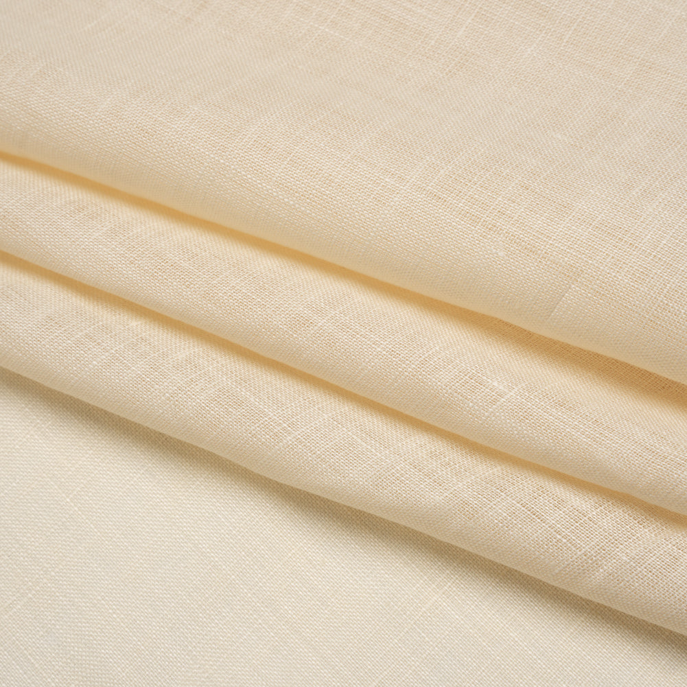 Lightweight Linen Woven - Pale Wheat - Famous Australian Designer Deadstock - Folded