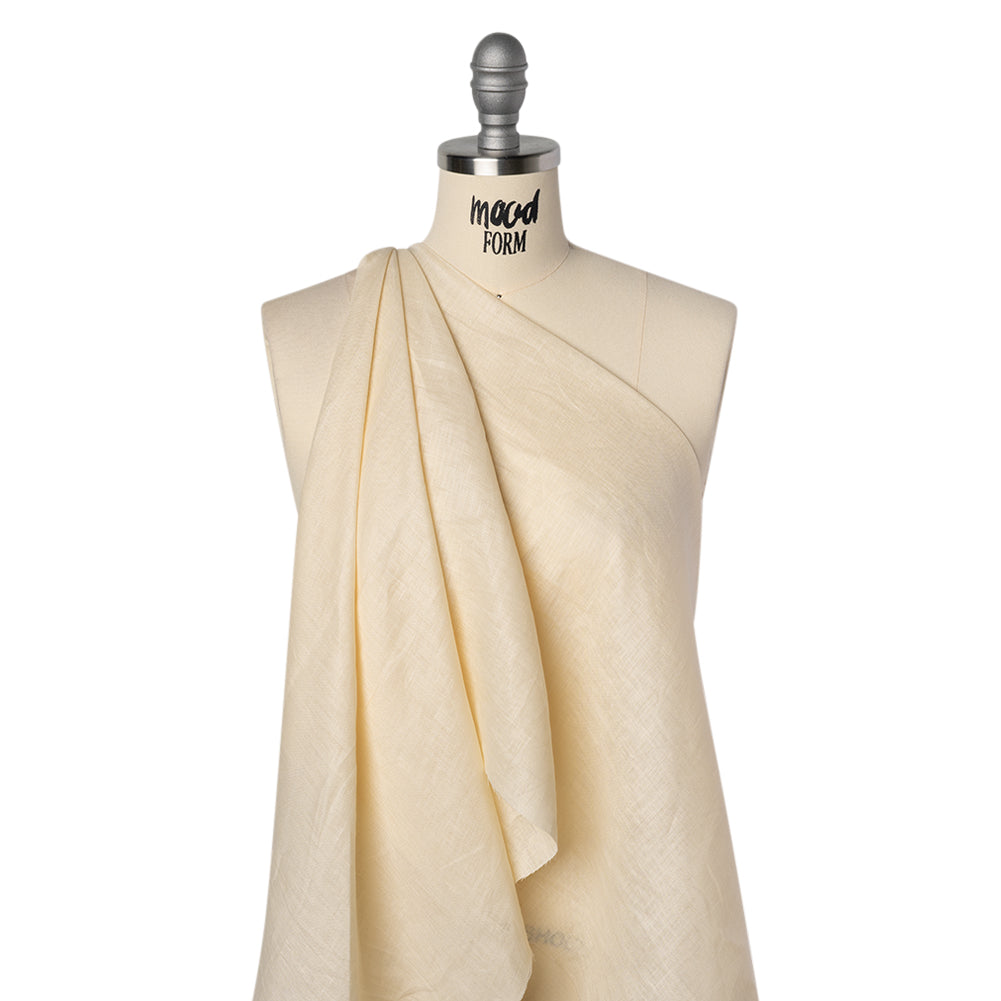 Lightweight Linen Woven - Pale Wheat - Famous Australian Designer Deadstock - Drape