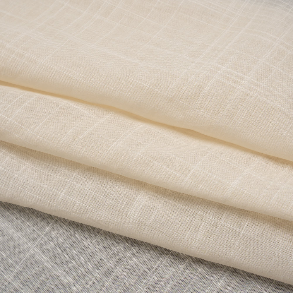 Textured Cotton Voile - Light Beige - Famous Australian Designer Deadstock - Folded
