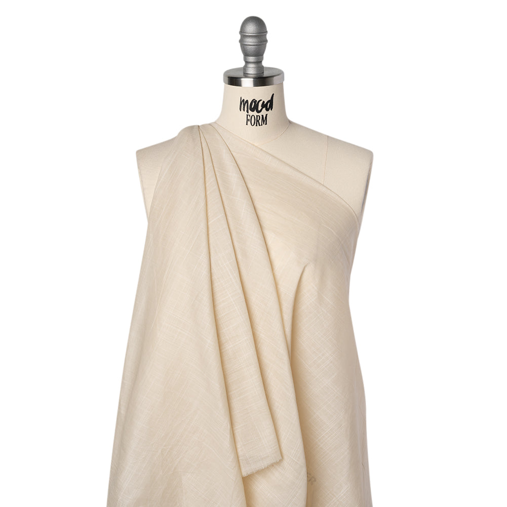 Textured Cotton Voile - Light Beige - Famous Australian Designer Deadstock - Drape