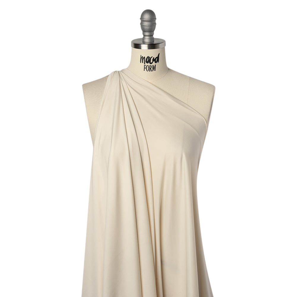 Stretch Polyester Jersey - Buttercream - Famous Australian Designer Deadstock - Drape