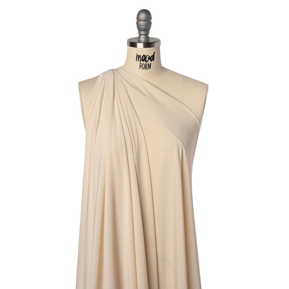 Stretch Polyester Jersey - White Smoke - Famous Australian Designer Deadstock - Drape