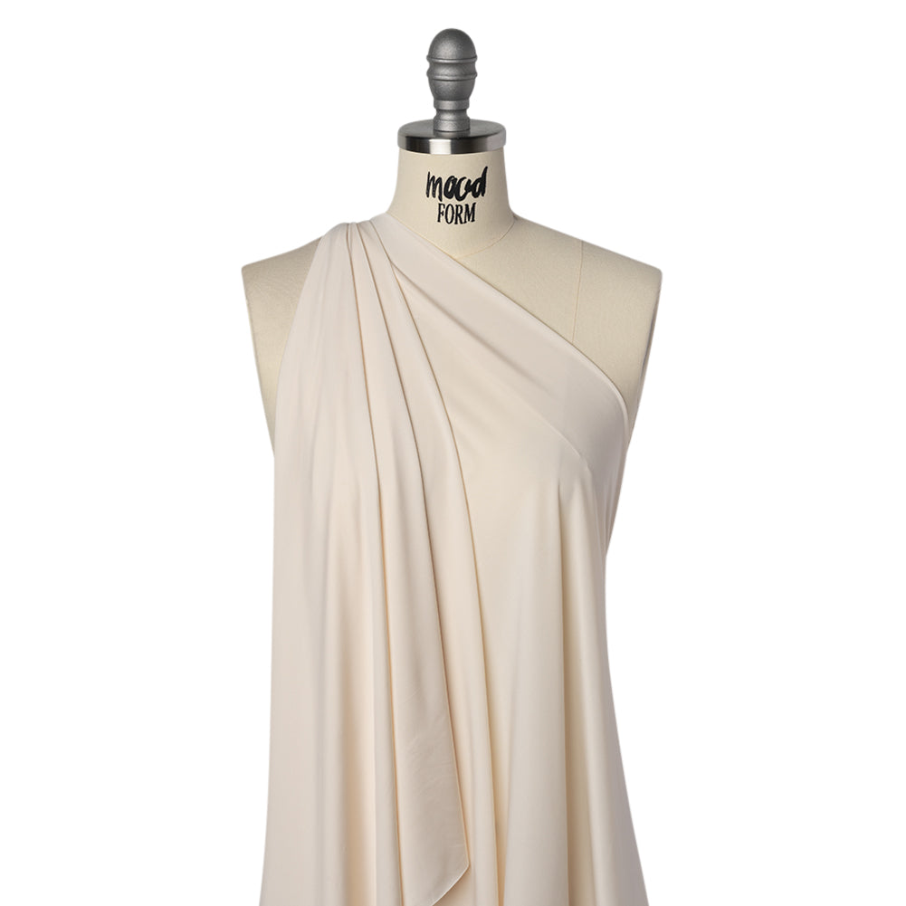 Stretch Polyester Jersey - Cream - Famous Australian Designer Deadstock - Drape