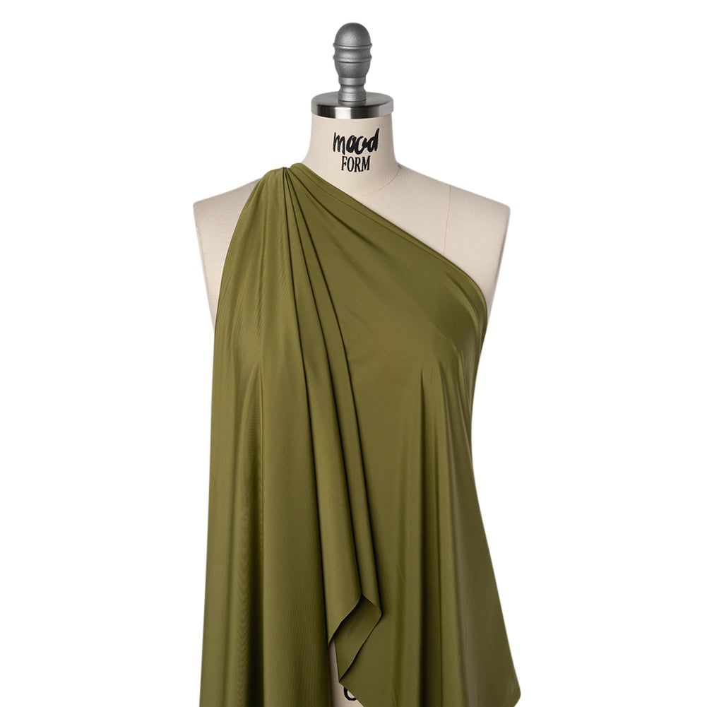 Stretch Polyester Jersey - Basil Green - Famous Australian Designer Deadstock - Drape