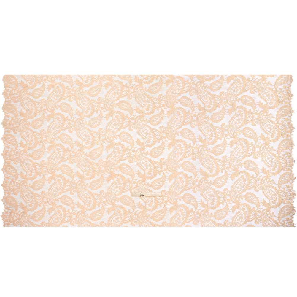 Cotton Blend Re-Embroidered Lace with Scalloped Edges - Dusty Peach Paisley - Famous Australian Famous Australian Designer Deadstock - Full