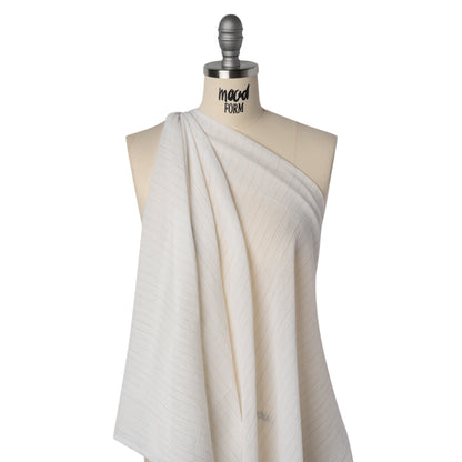 Crinkled Cotton Gauzy Woven with Metallic Pinstripes - White and Gold - Famous Australian Famous Australian Designer Deadstock
