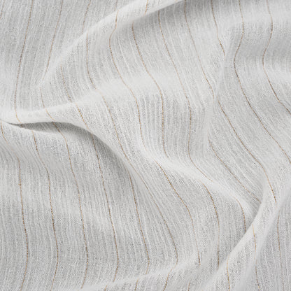 Crinkled Cotton Gauzy Woven with Metallic Pinstripes - White and Gold - Famous Australian Famous Australian Designer Deadstock