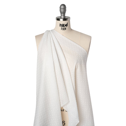 Swiss Dot Gridded Cotton Voile - White - Famous Australian Designer Deadstock
