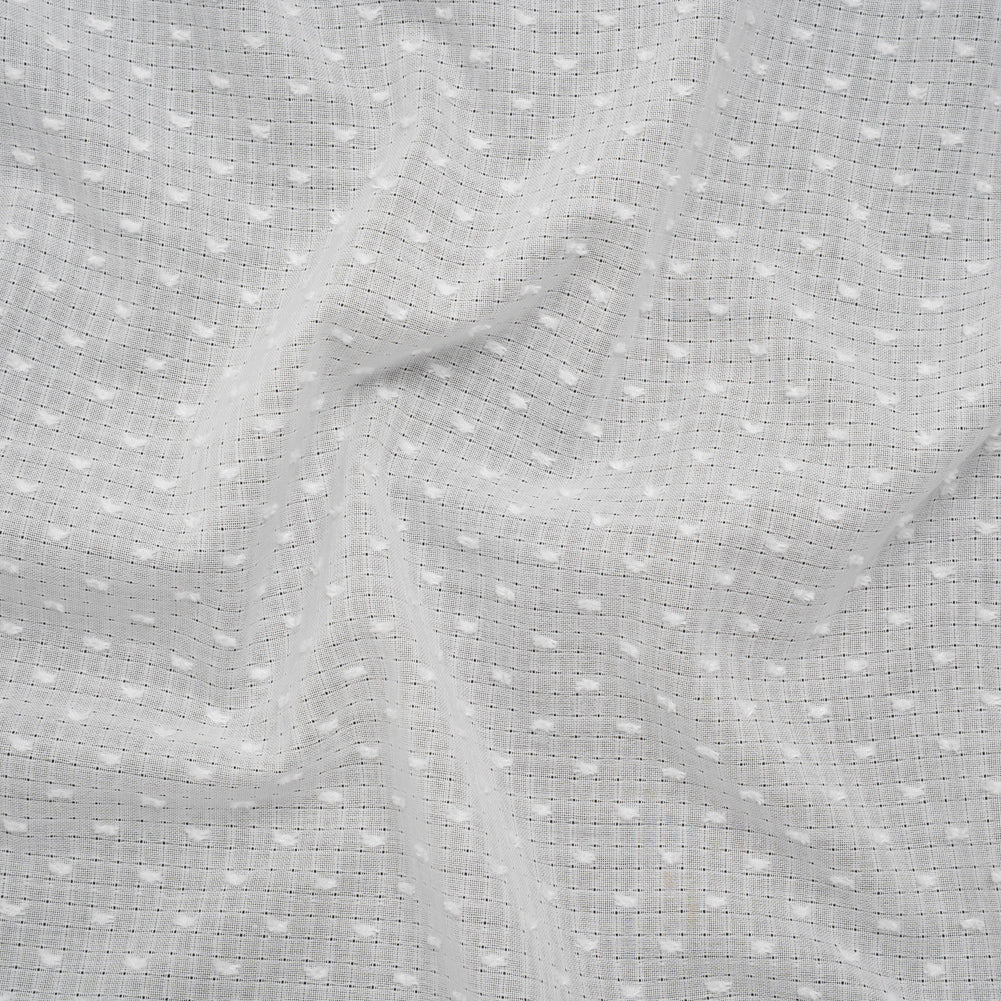 Swiss Dot Gridded Cotton Voile - White - Famous Australian Designer Deadstock