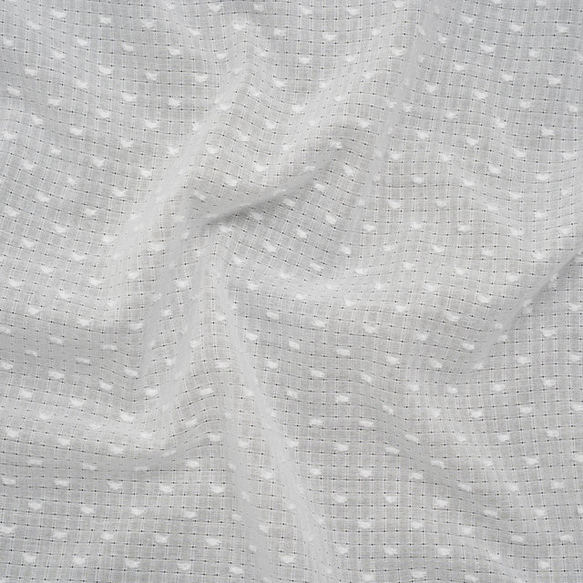 Swiss Dot Gridded Cotton Voile - White - Famous Australian Designer Deadstock