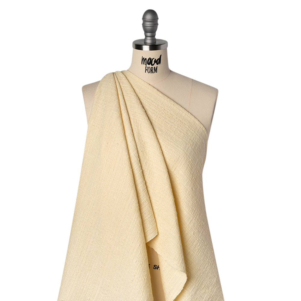 Cotton and Viscose Blend Tweed Woven - Ecru - Famous Australian Designer Deadstock - Drape
