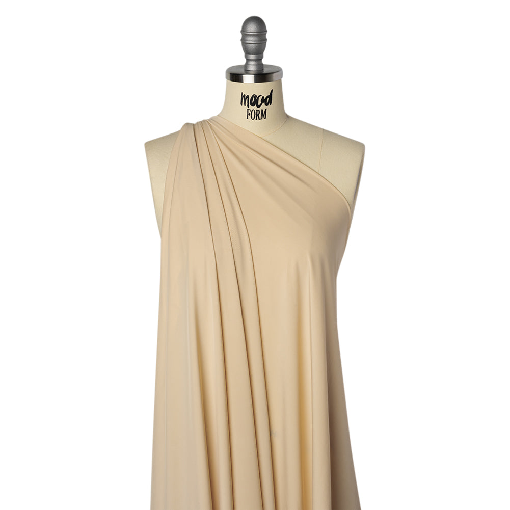 Stretch Polyester Jersey - Buff - Famous Australian Designer Deadstock - Drape