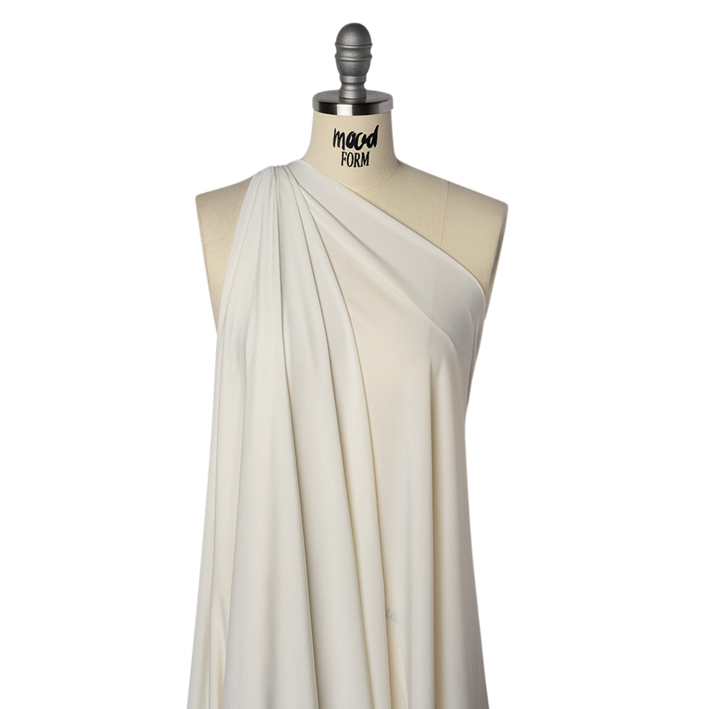 Stretch Polyester Jersey - Ivory - Famous Australian Designer Deadstock - Drape